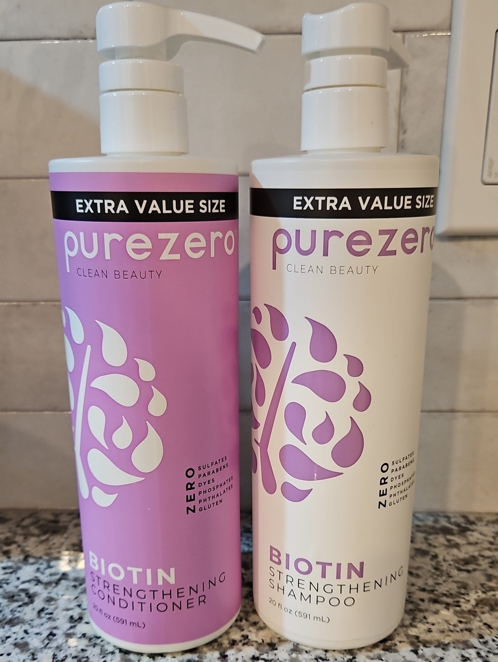 Purezero Biotin Strengthening Conditioner & Shampoo 20oz New